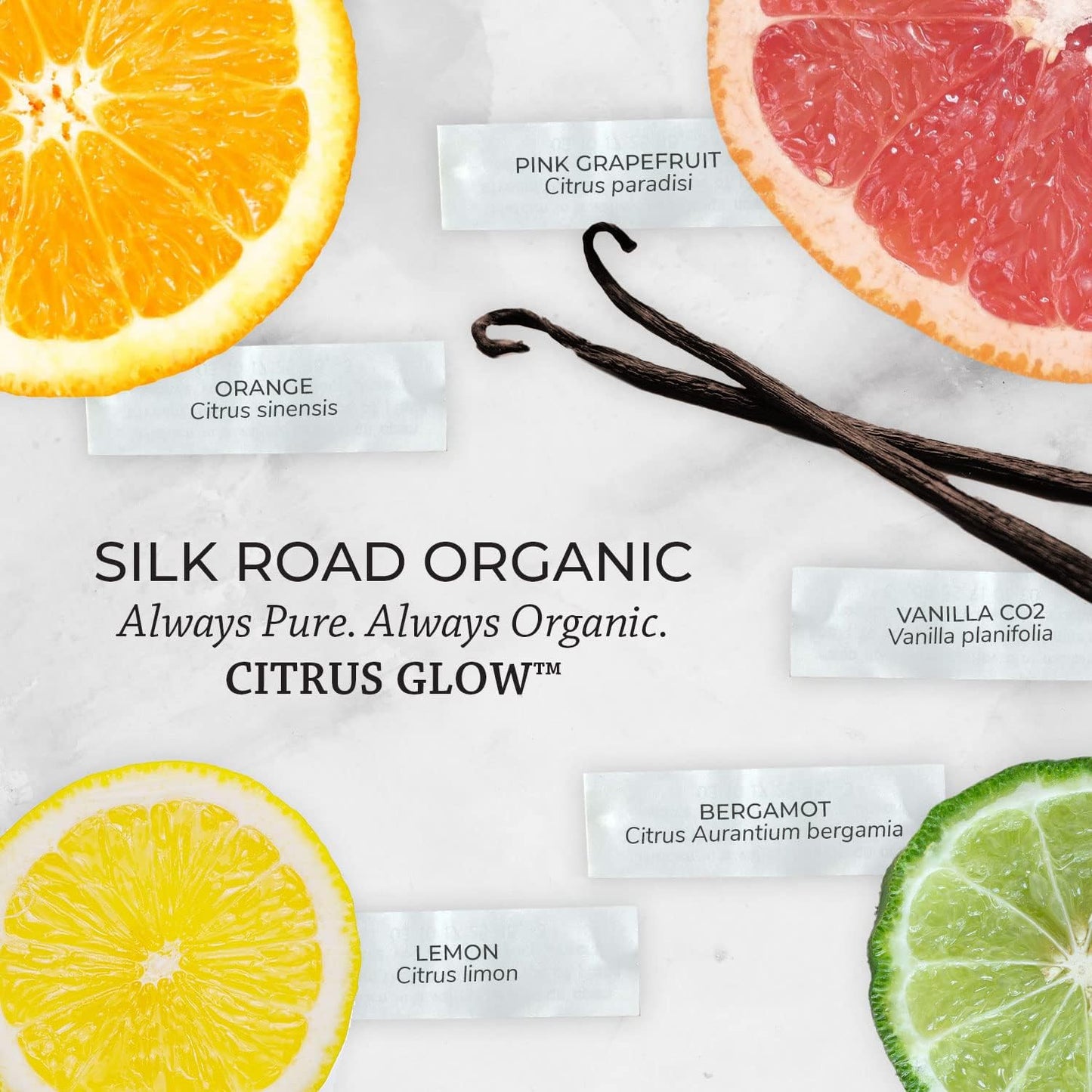 Silk Road Organic Citrus Glow Essential Oil Revive Blend for Stress, Energy & Focus | USDA Certified Citrus & Vanilla - 10 ml Dropper