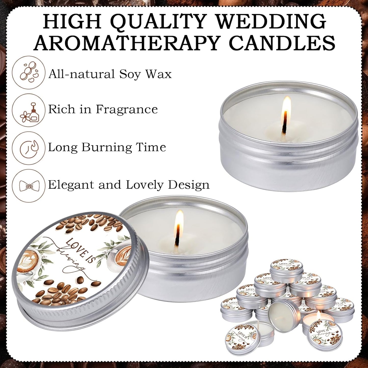 MTLEE 50 Pcs Love is Brewing Bridal Shower Candles Gift Favors for Guests 1 oz Lavender Scented Soy Wax Aromatherapy Coffee Candle Favors for Wedding Party Guests