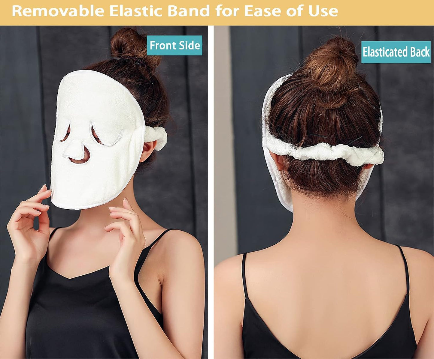 2 Pack Reusable Hot Cold Face Towel Mask for Skincare, Facial Masks Steamer Facial Kits for Women Girls Estheticians Skin Care, 100 PCS Disposable Preserving, 1 Spa Headband