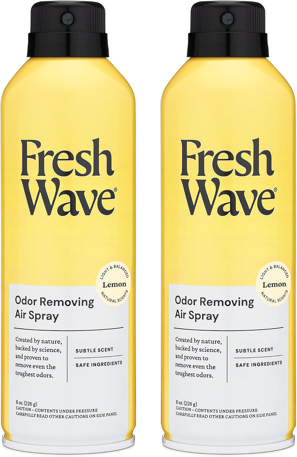 Fresh Wave Lemon Odor Eliminator Spray & Air Freshener, 8 oz. | Pack of 2 | Non-Aerosol, Fine Mist | Safer Odor Relief | Natural Plant-Based Odor Eliminator | For Furniture, Fabrics & Trash