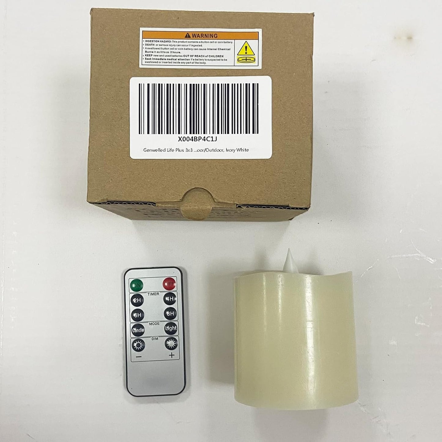 3x3 Flameless Candles with Remote Set of 1, 3 inch Battery Candles Flickering with Timer, LED Pillar Candle for Indoor/Outdoor, Lvory White