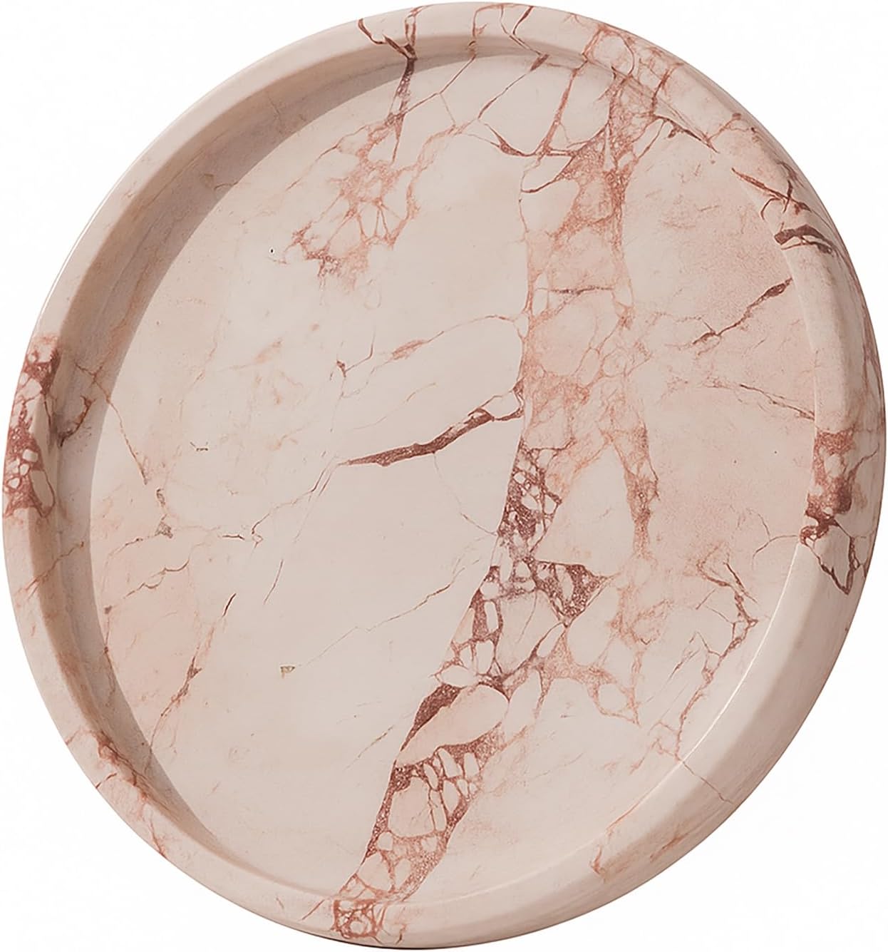 Luxury Real Marble Tray, Natural Round Vanity Tray for Perfume, Jewelry, Candle, Bathroom or Kitchen, 10in Stone Organizer Dish, Jade Bloom