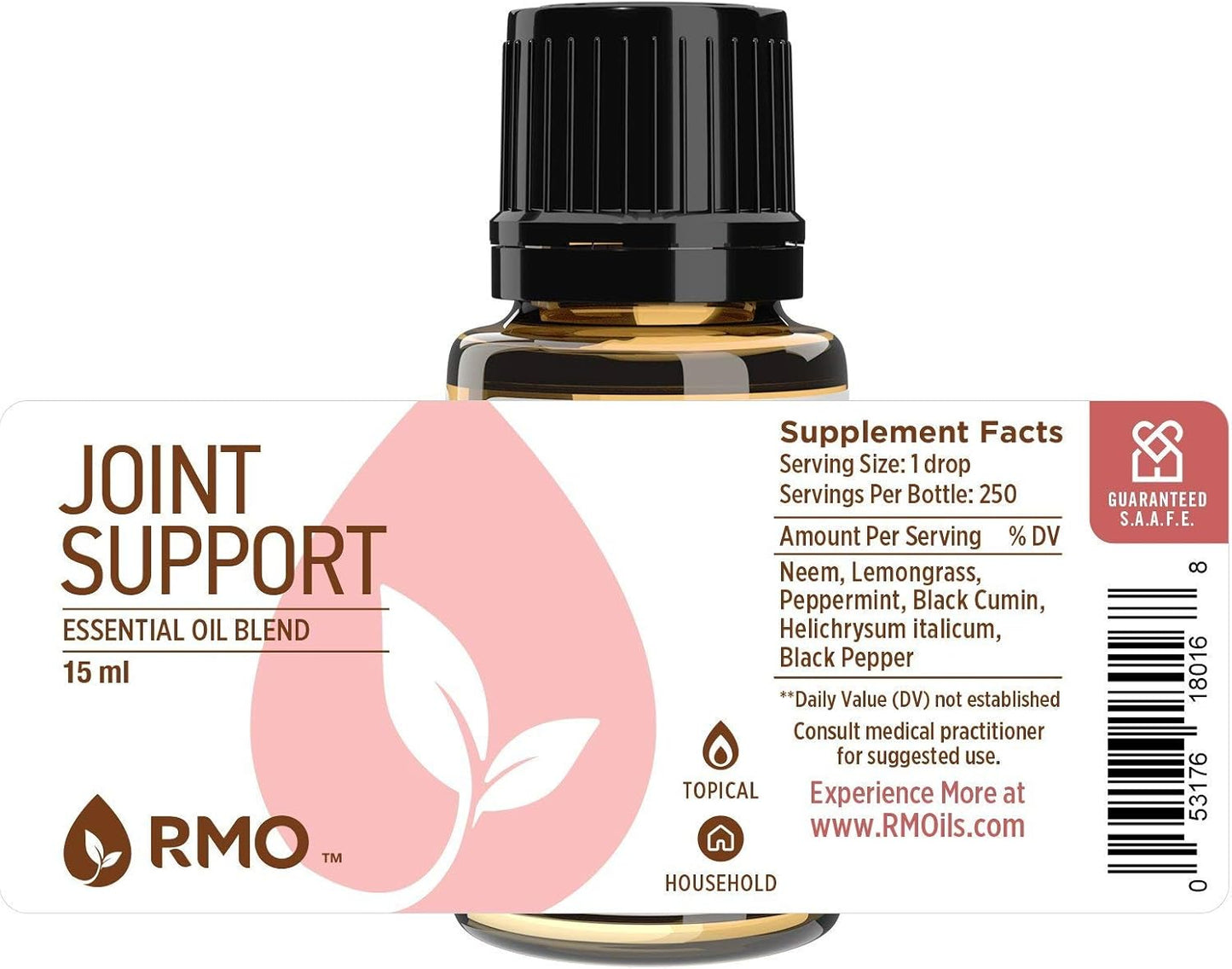 Rocky Mountain Oils Joint Support Essential Oil Blend - Pure Aromatherapy Diffuser Oil with Neem, Lemongrass & Peppermint | Perfect for Massage, Topical Use & Diffusing | 15ml