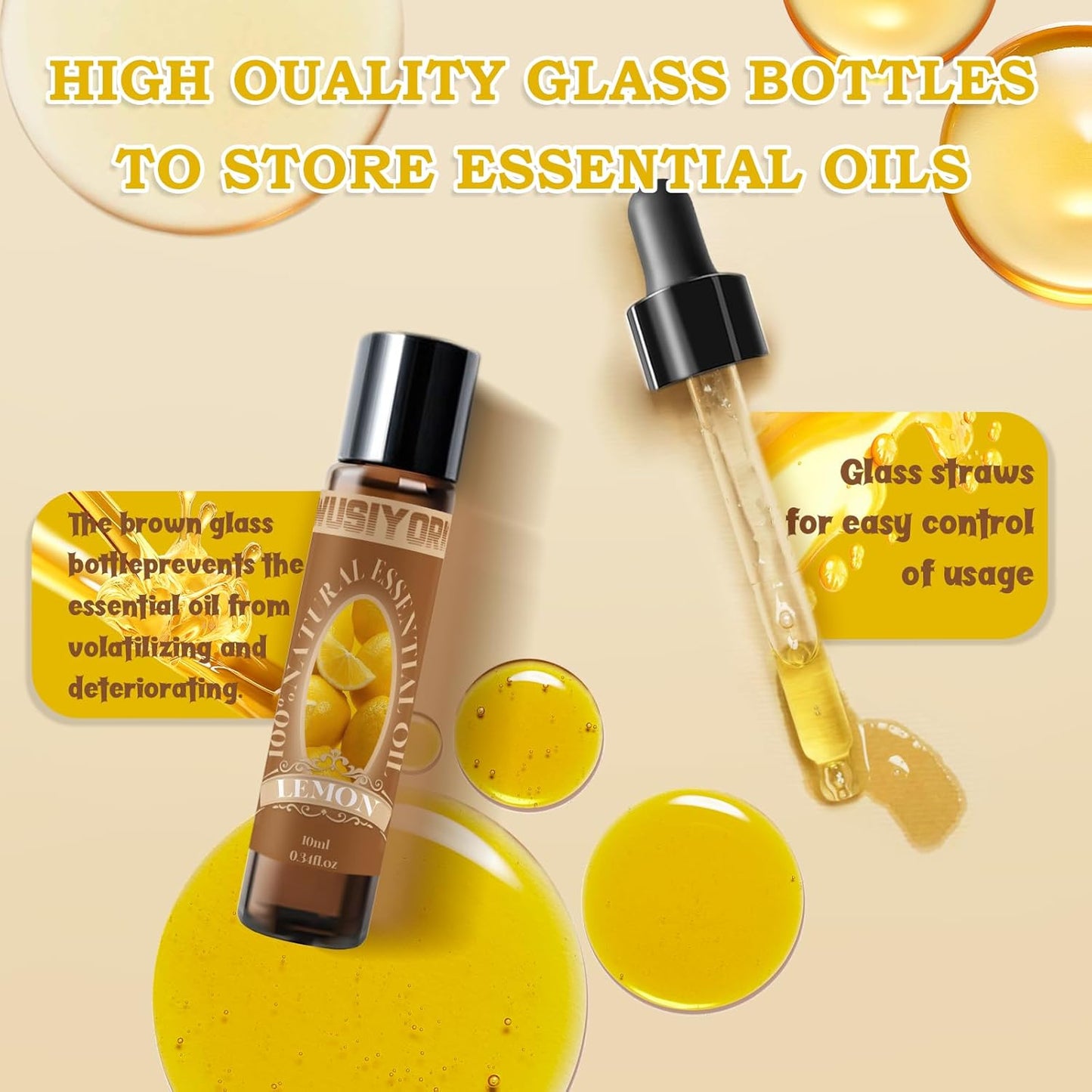 Lemon Essential Oil 10ML - 100% Pure and Natural Therapeutic Grade Oils for Aromatherapy Diffuser - 0.34 Fl Oz/Lemon
