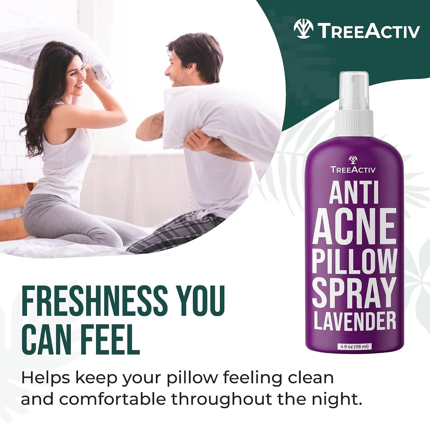 Anti-Acne Pillow Spray, 4 fl oz, Lavender Sleep Spray, Pure Lavender Essential Oil Air Freshener, Pillow Linen Spray for Bedding, Aromatherapy, 1000 Sprays