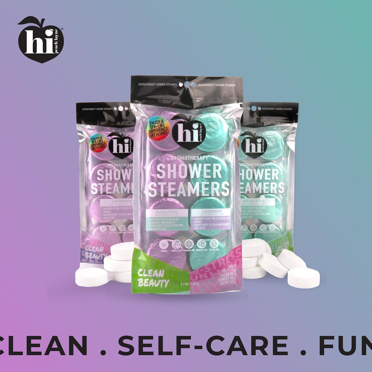 Aromatherapy Shower Steamers Variety Pack by Hi Peach Layne – Pack of 8: Four Eucalyptus & Four Lavender Shower Steamer Tablets