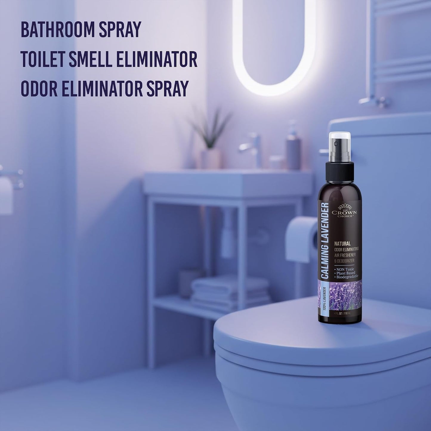 Non-Toxic Odor Eliminator,Natural Lavender Air Freshener Spray for Home,Linen Spray for Peacful Sleep, Closet & Couch Deodorizer,Long Lasting Bathroom & Toilet Freshener,Safe for Kids & Pets,1PK-4Oz
