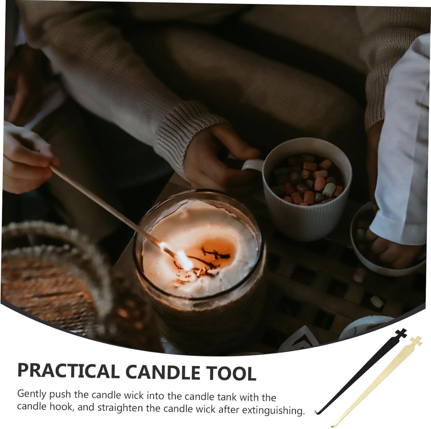 Cabilock Set of 2 Candle Wick Trimming Hooks Aroma Candle Extinguisher Tool Metal Wick Dippers for Easy Extinguishing