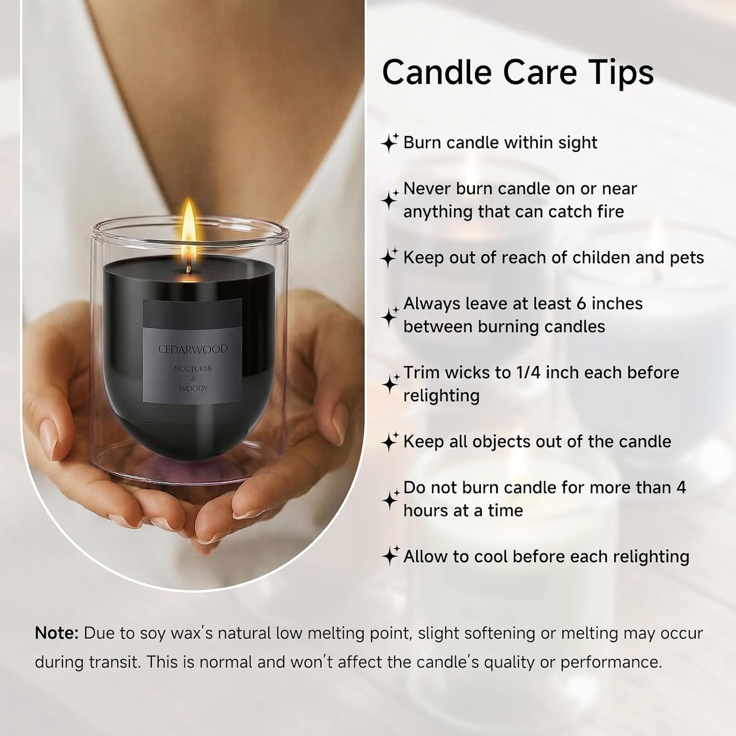 Cedar and Pine Scented Black Candle for Women Mens, Soy Wax Non Toxic Unique Small Glass Jar Candles & Spiritual Gifts for Home Rooms Fragrance