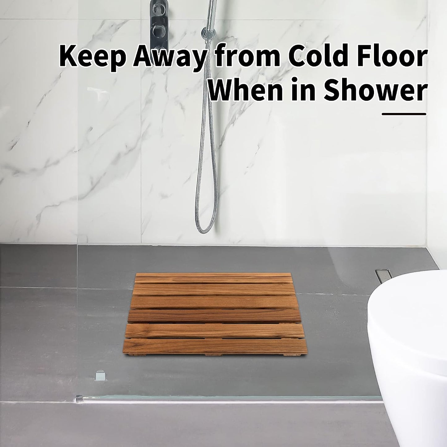 Teak Bathtub Tray and Teak Shower Mat S Bundle