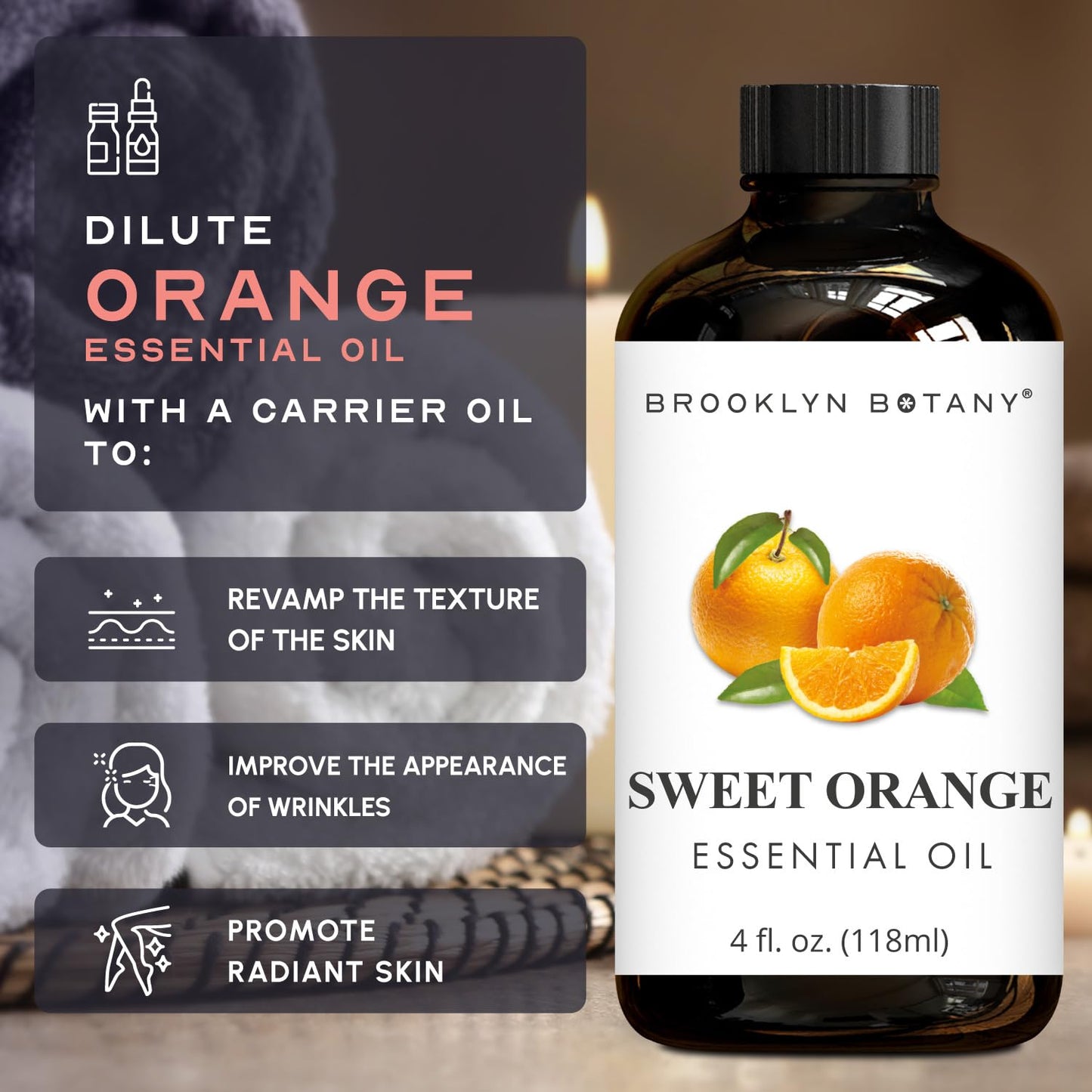 Brooklyn Botany Lavender & Sweet Orange Essential Oils – 4 Fl Oz (Pack of 2) – 100% Pure & Natural – Premium Grade Aromatherapy Oils – Calm & Happiness Blend
