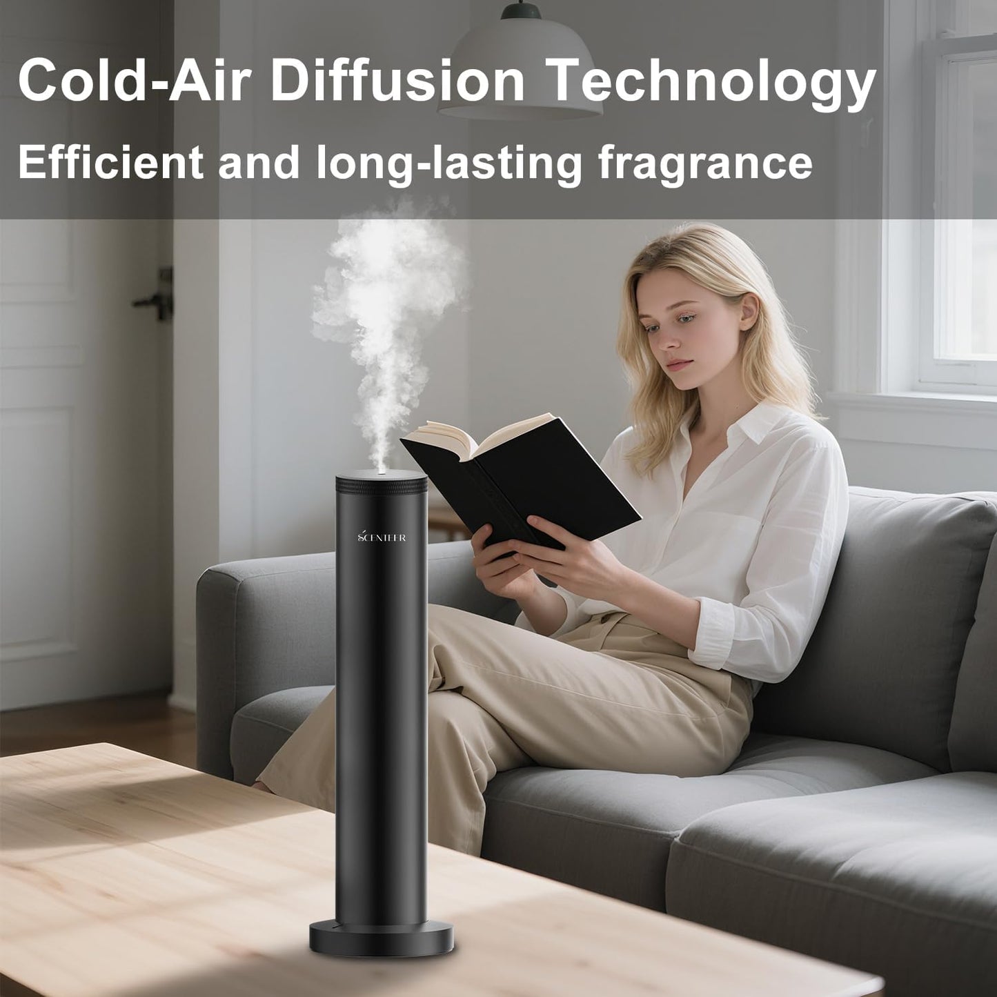 Wireless Hotel Scent Diffuser-Cordless Rechargeable Diffuser for Whole House- Scent Air Machine for Home -App Bluetooth Control - Waterless Essential Oil Diffuser for Large Room, Studio Office -Black