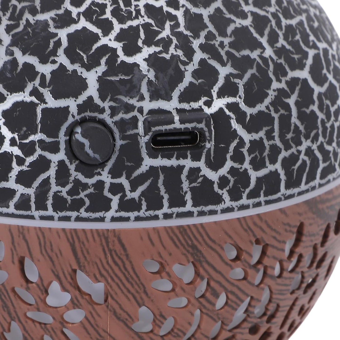 Essential Oil Diffuser, Mini Ultrasonic Air Diffuser Humidifier Luminous Hallow Silent Auto Shut Off USB Aromatherapy Diffuser for Home Office Spa (Black Crack Dark Wood Grain)
