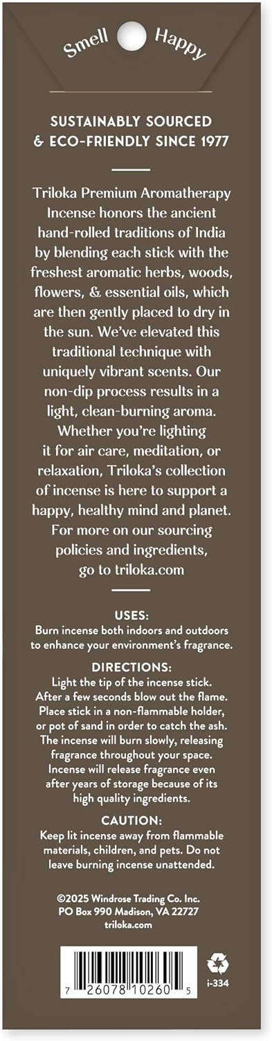 Triloka Premium Incense, Vanilla-Sandalwood Blend, 10 Sticks