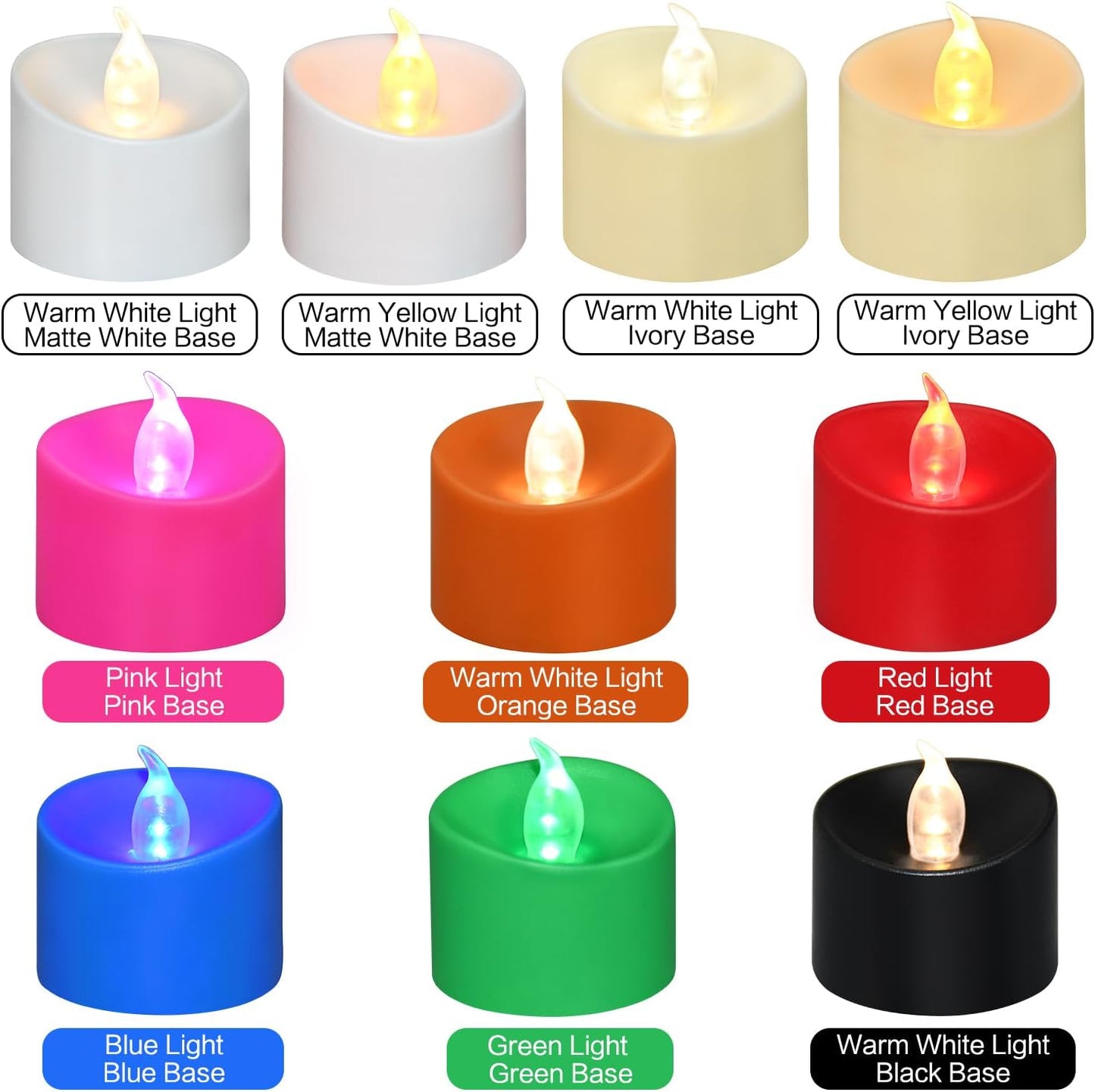 24 Pack LED Tea Lights, Last 100H+, Warm White Flickering Light