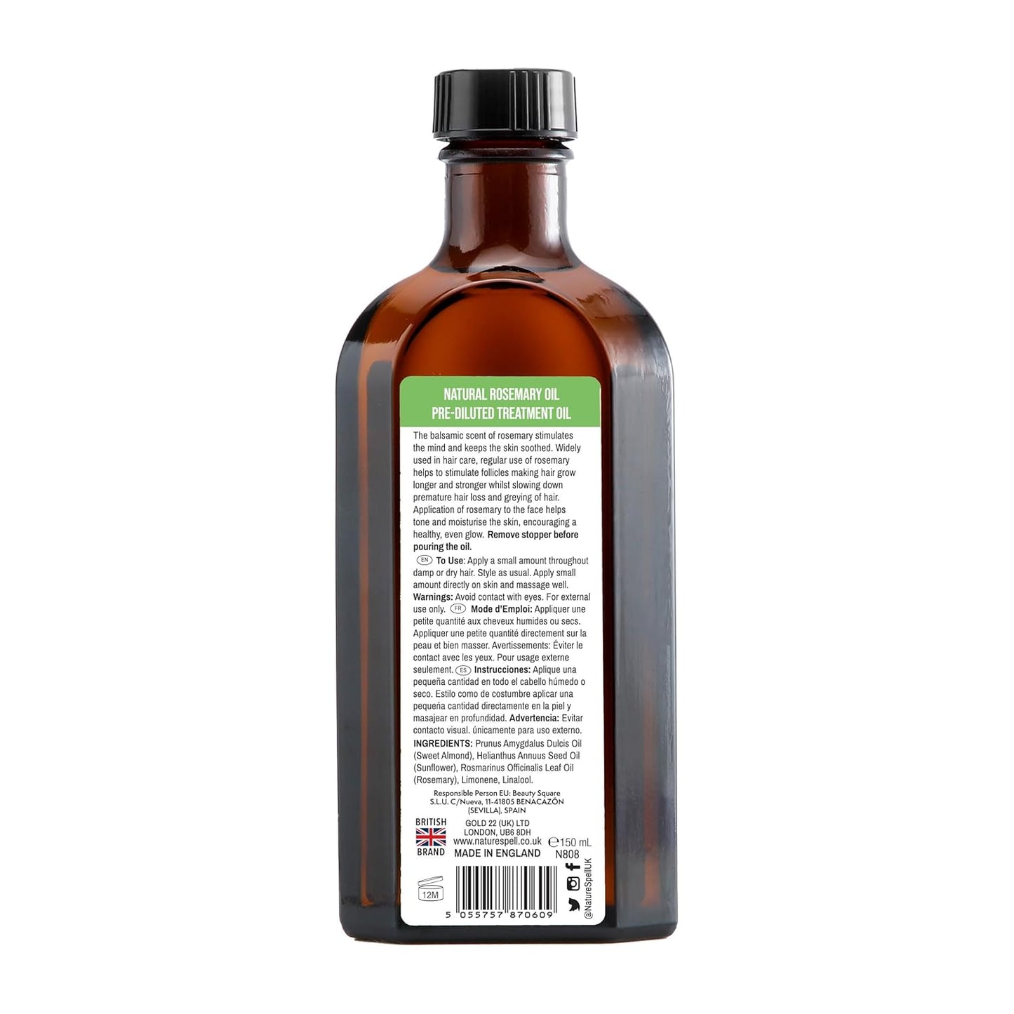Nature Spell Rosemary Oil For Hair Growth, Pre-Diluted Hair & Scalp Oil Nourishes Dry, Damaged Hair, For Women & Men, 5.07 Fl Oz