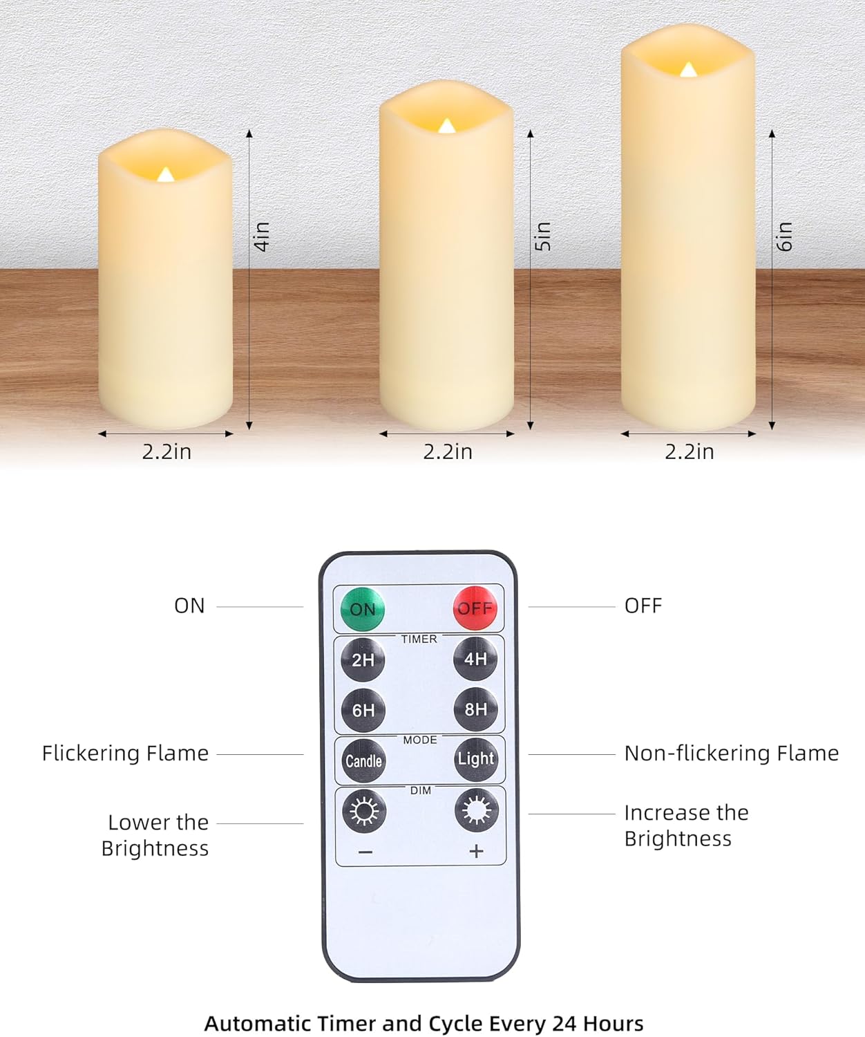 Waterproof Flameless Candles, 12 PC Battery Operated LED Pillar Candles with 2 Remote Controls & Timer, Flickering Indoor Outdoor Candles for Wedding, Patio, Easter, Bathroom, Home Decor, 4''5''6''