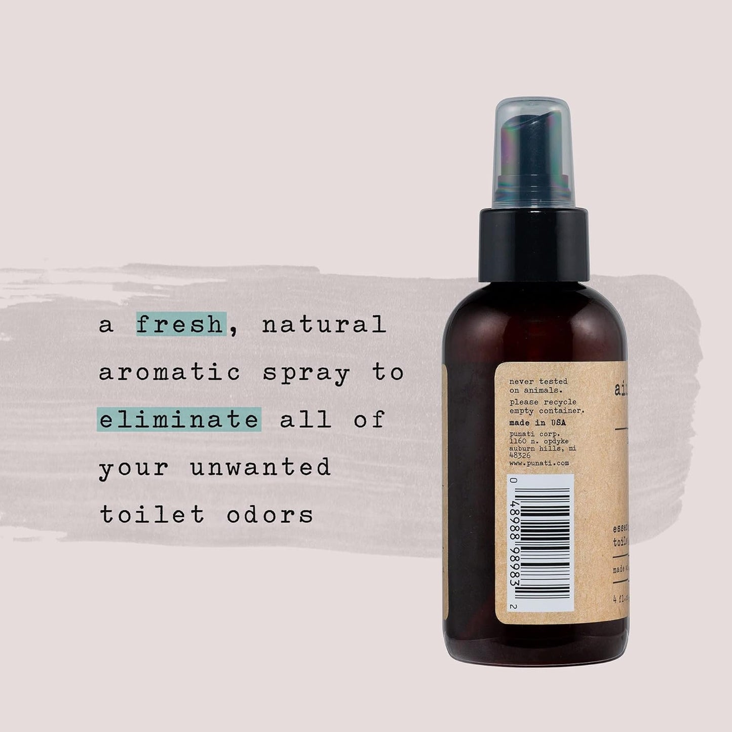 Air Essentials 4 oz Essential Oil Toilet Spray - Eliminate Bathroom & Toilet Odors with Pure Essential Oils - Air Freshener Made with Clean Plant-Derived Ingredients (Eucalyptus Mint)
