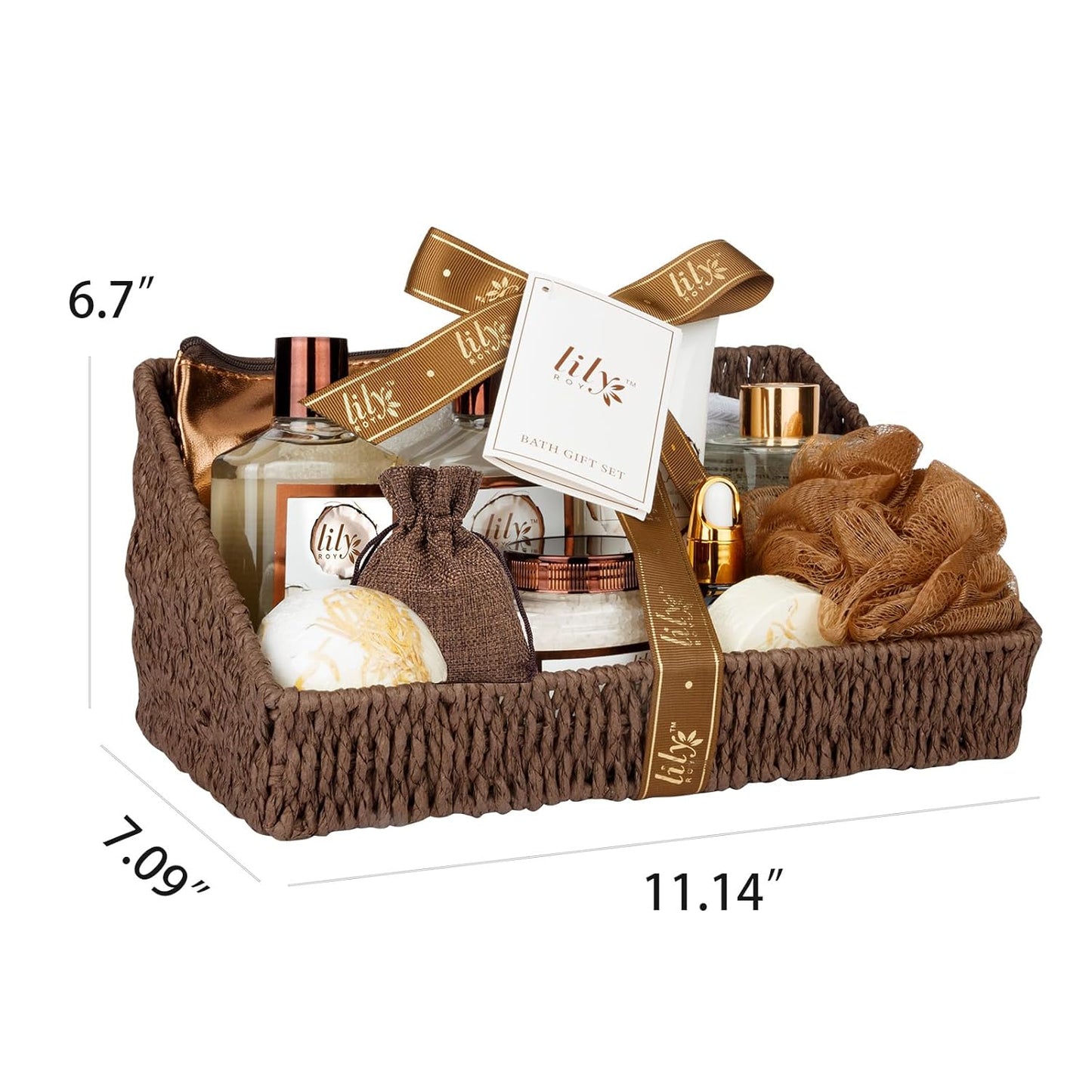 Coconut Vanilla Spa Gift Set, Complete Spa Bath Gift Basket for Women & Men