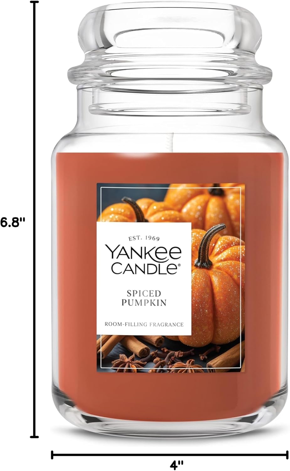 Yankee Candle Spiced Pumpkin, Fall Scented Candle, 22oz Large Jar with up to 150 Hour Burn Time, Giftable