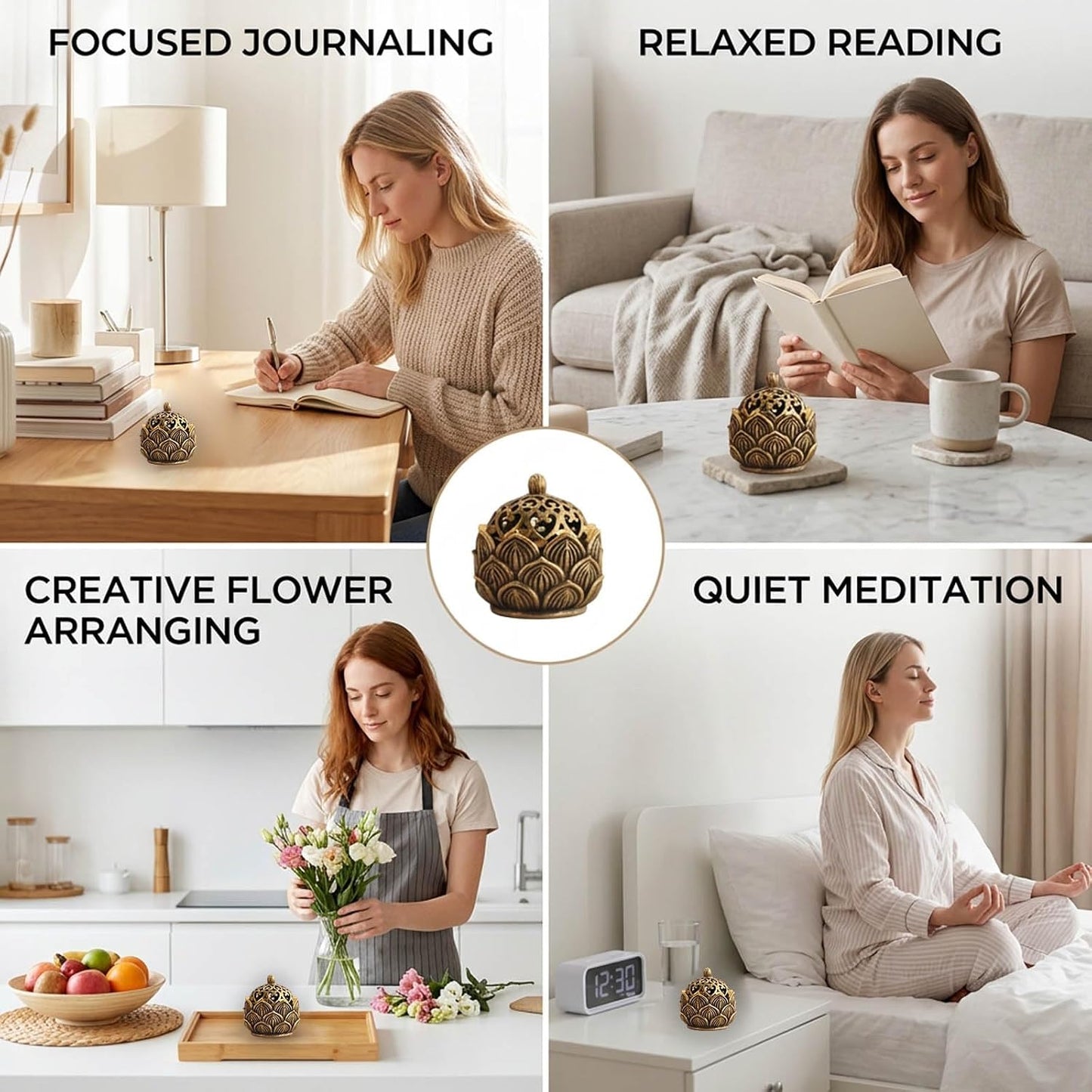 5Pcs Incense Cone Holder, Cone Incense Burner with Mini Hollow-Out Designs, Material for Home Meditation and Aromatherapy, Compact Size for Easy Placement