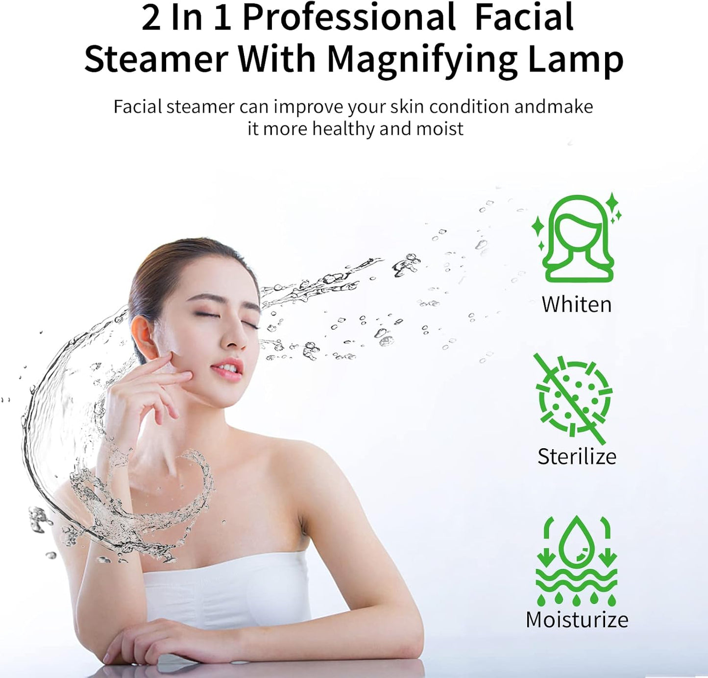 Professional Facial Steamer,2 in 1 Facial Steamer on Wheels with 3X Magnifying Lamp,Time Preset Function Design for Face Sauna Spa and Personal Care Use at Home or Salon