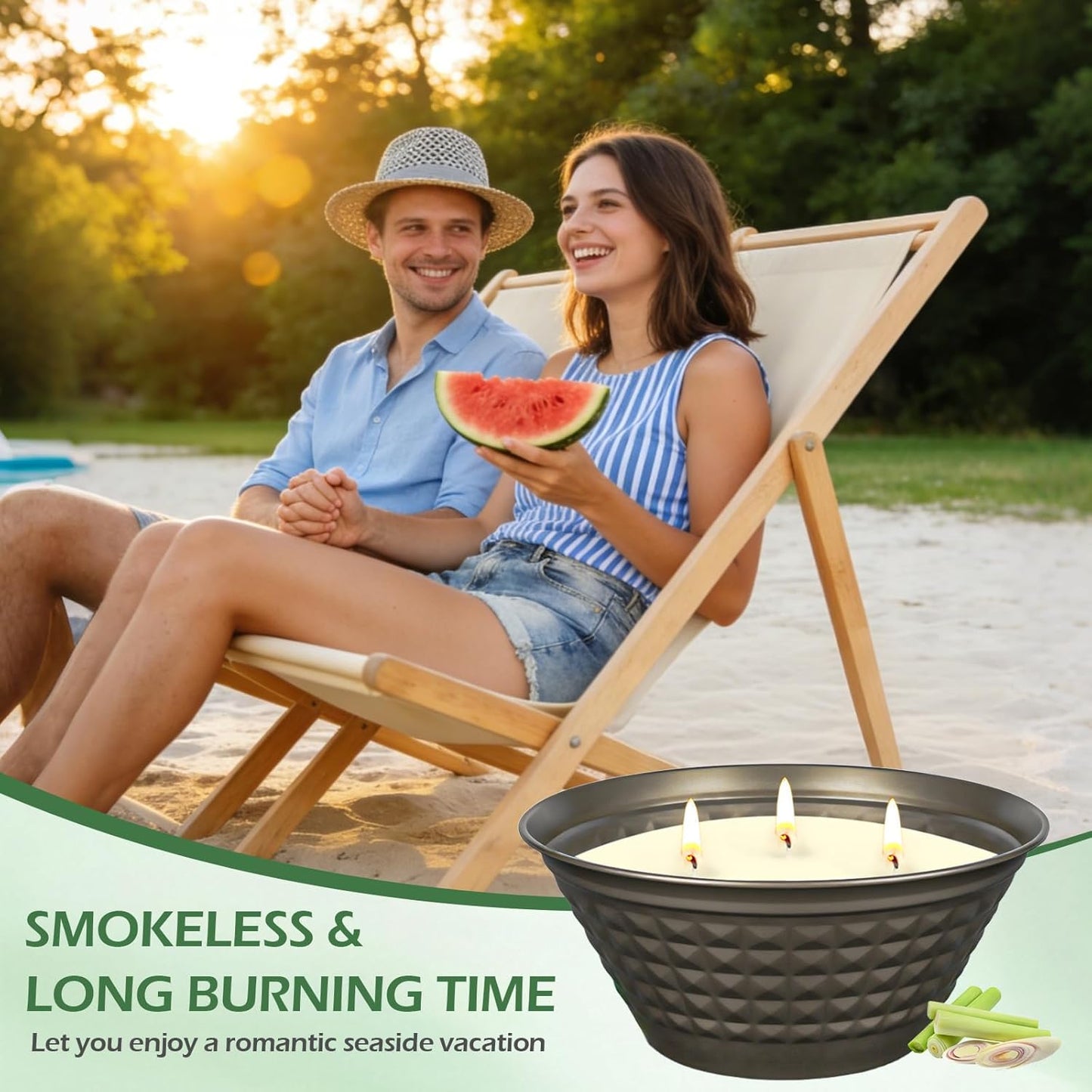 Citronella Candles Outdoor - Large 23oz Citronella Candles Outdoor with Lid,3 Wick Summer Candle Bulk for Patio Home Garden Yard Camping Party Outside Indoor Decorative,Long Burning Time