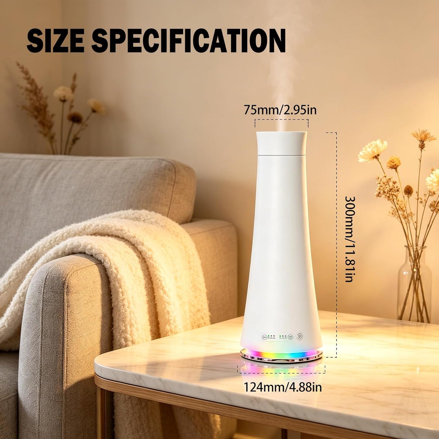 Waterless Scent Diffuser Kit,Included 5 * 20ml Hotel Scent Oils,7-Color LED Night Light, 160ml Large Capacity, Covers 1500 Square feet, Suitable for Homes, Offices, Hotels, and spas. (XL)