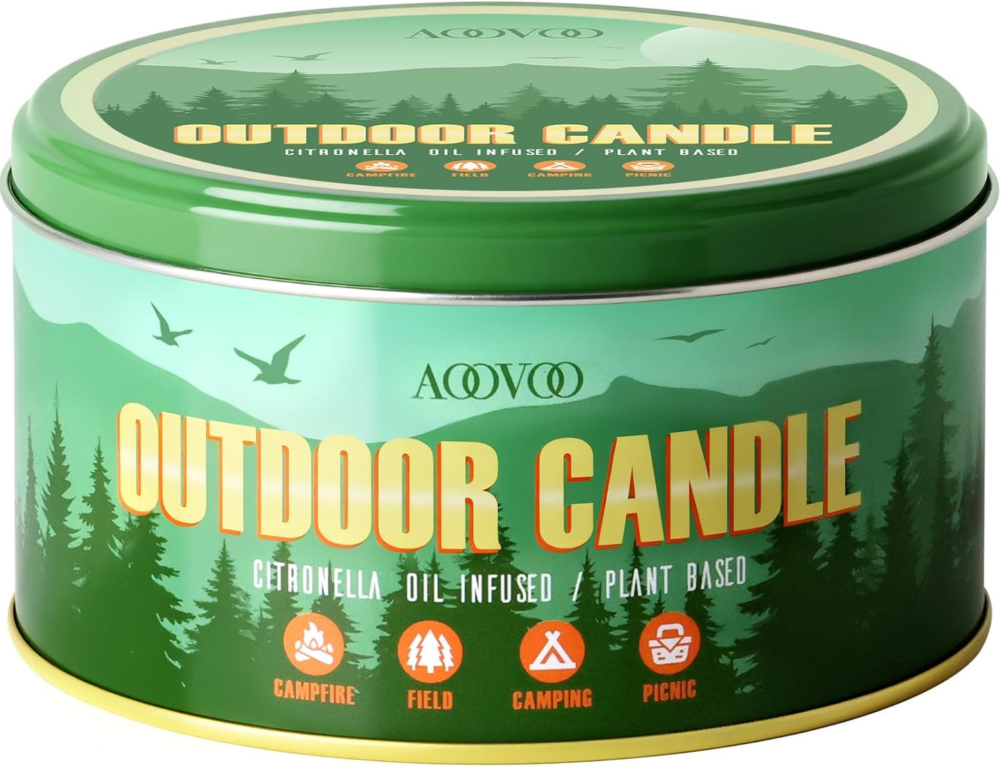AOOVOO Citronella Candles Outdoor - 3 Wick 12oz Large Camping Candle, Natural Essential Oil Soy Wax Non Toxic, Strong Scented Candles for Outside Backyard Garden Picnic