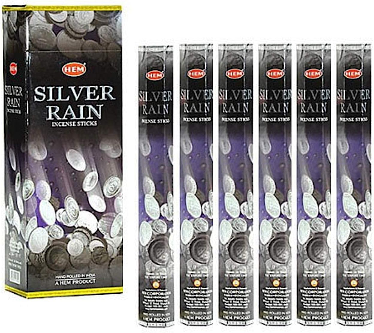 Hem Silver Rain - Box of Six 20 Gram Tubes Incense