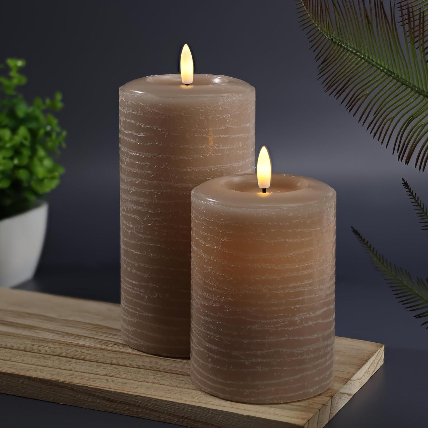 LumiPur Signature Collection Natural Glow Flickering Flameless LED Wax Pillar Candle (3.5" x 7", Mushroom)