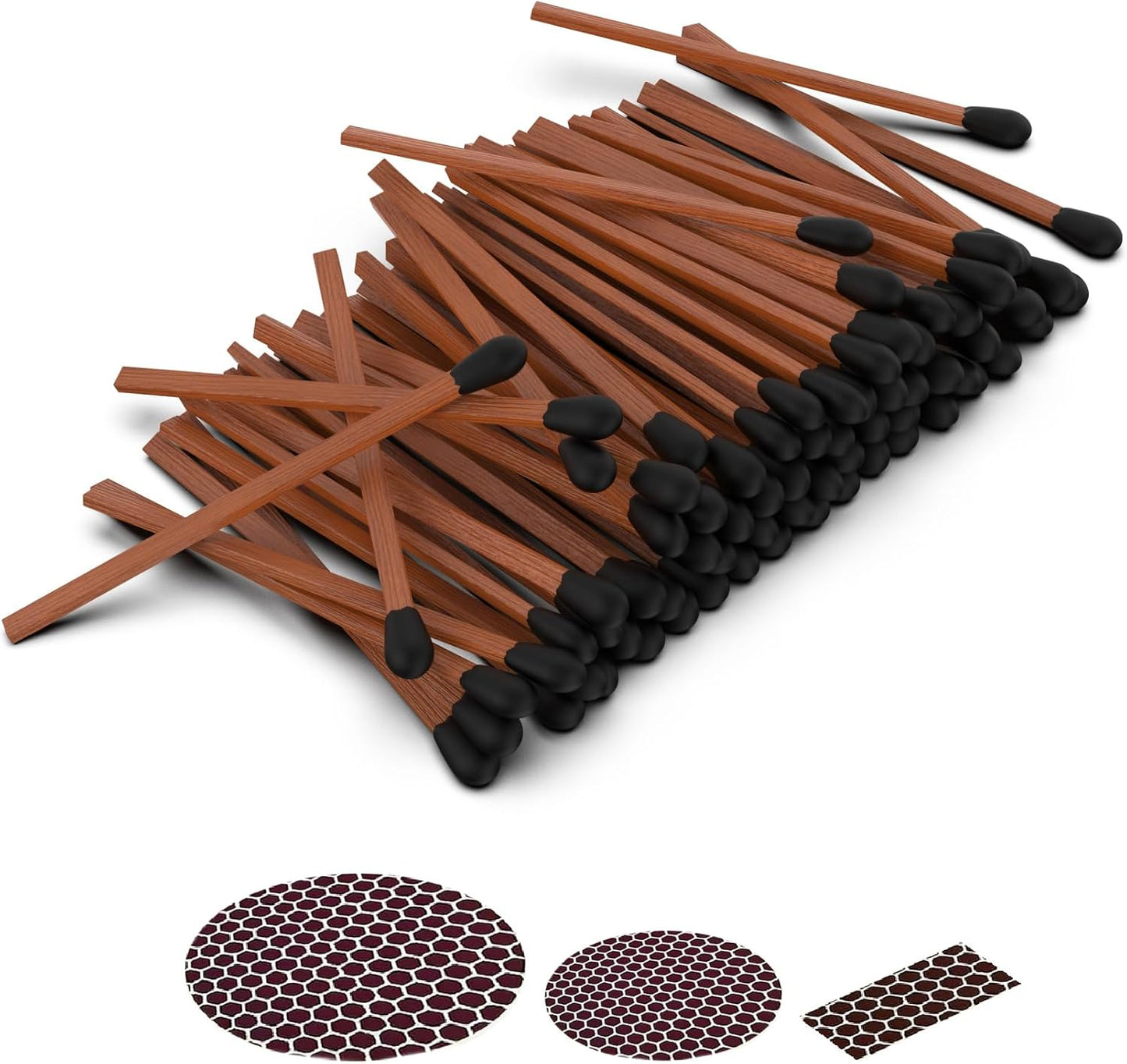 3" Decorative Espress Stick Black Tip Matches (100 Count, with Striker Stickers) | Ideal for Gifts & Home Decor | Premium Short Long Wood Safety Matches by Zikani