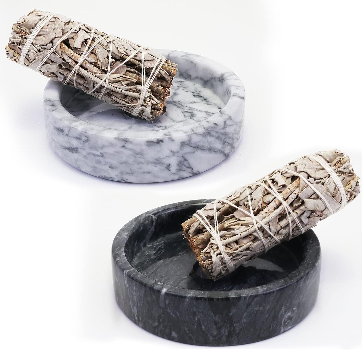 Handmade Natural Marble Incense Holder for Sticks and Cones-with 9 Holes,Multi-Functional Incense Burner Holder for Incense Sticks and Cones,Perfect Home Decor(Black Marble, 4.7inch