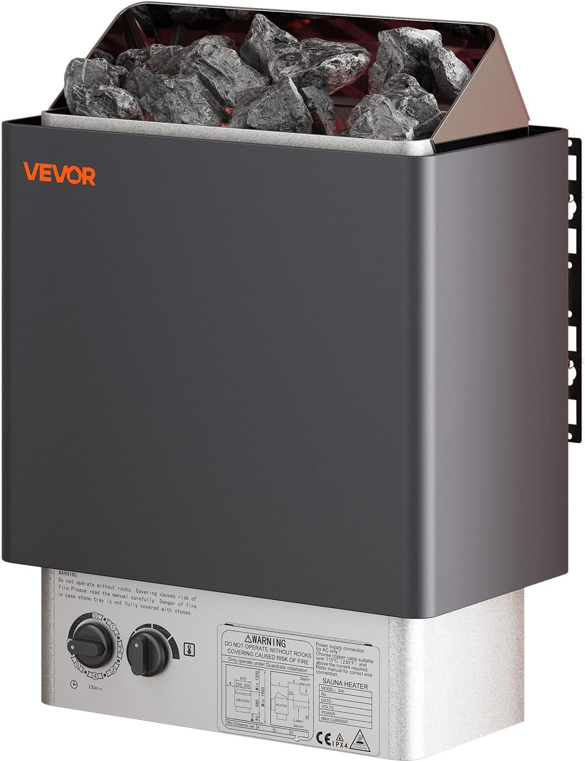 VEVOR 9KW Sauna Heater, Steam Bath Sauna Heater with Built-in Controls, Electric Sauna Stove, 3h Timer and Adjustable Temp for Max. 317-459 Cubic Feet, Home Hotel Spa Shower Use 220V FCC Certification
