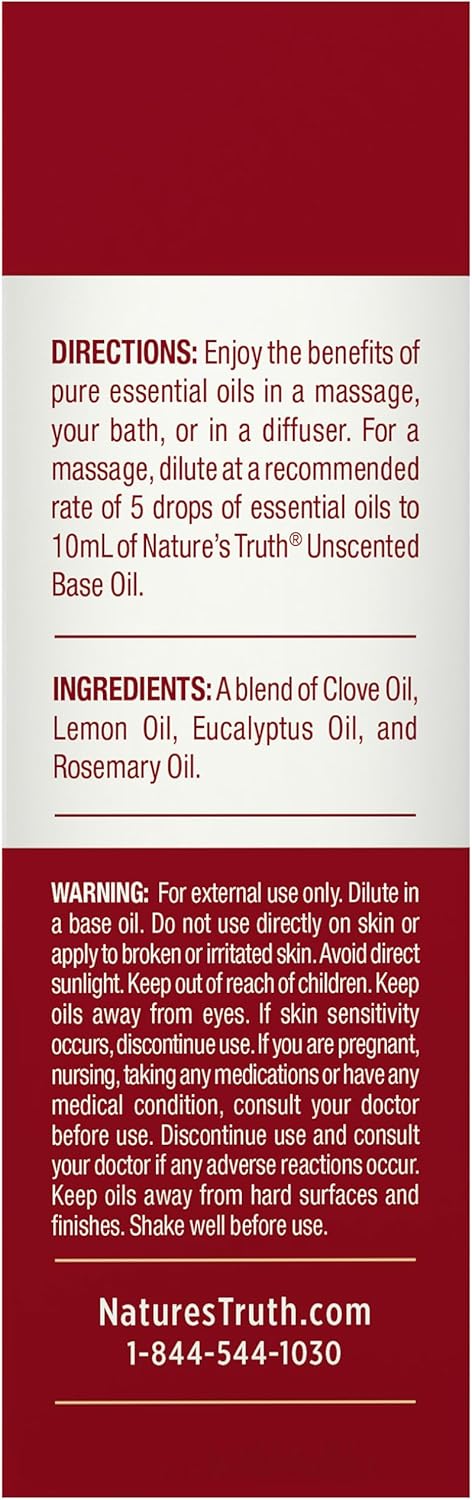 Nature's Truth 4 Thrive Essential Oil | 15 mL | with Eucalyptus, Rosemary, Lemon, and Clove Oils | for Aromatherapy | Pure Plant Based, Non-GMO & Gluten Free