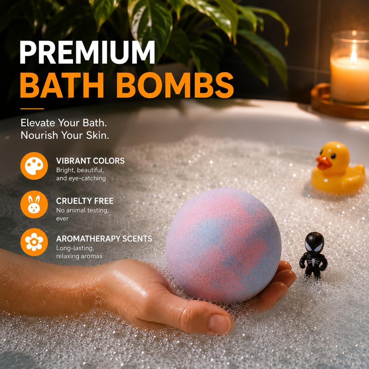 EvolutionUSA 6 Purple Epic Superhero Bath Bombs for Kids – Childrens Super Hero Bath Bombs Toy, Organic Bathbomb with Surprise, Superhero Bath Fizzers, Fun Bathbombs Birthday, Christmas, Easter