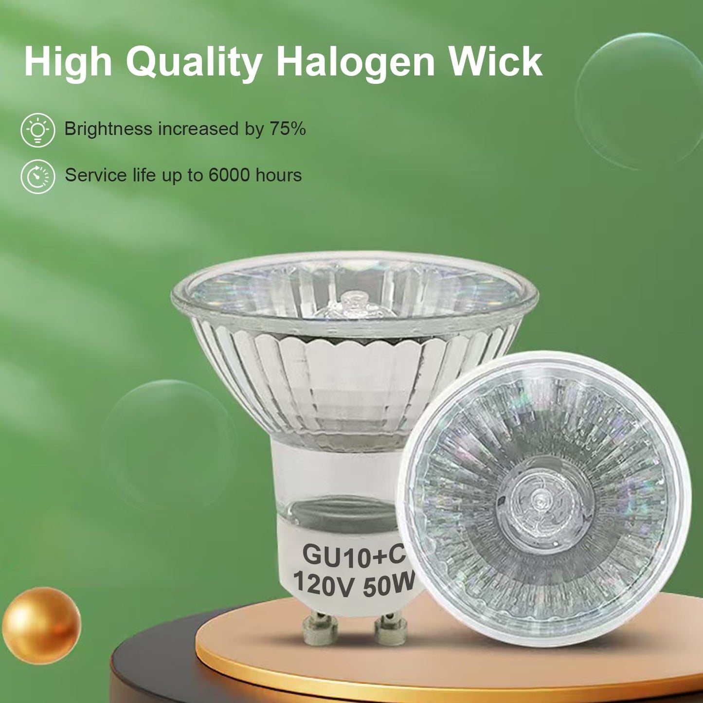SerBion GU10 120V 50W Halogen Light Bulbs for Track and Range Hood, GU10+C Candle Warmer Lamp with Dimmable, 2700K Warm White, 6000+Hours Long-Lasting Pack of 6