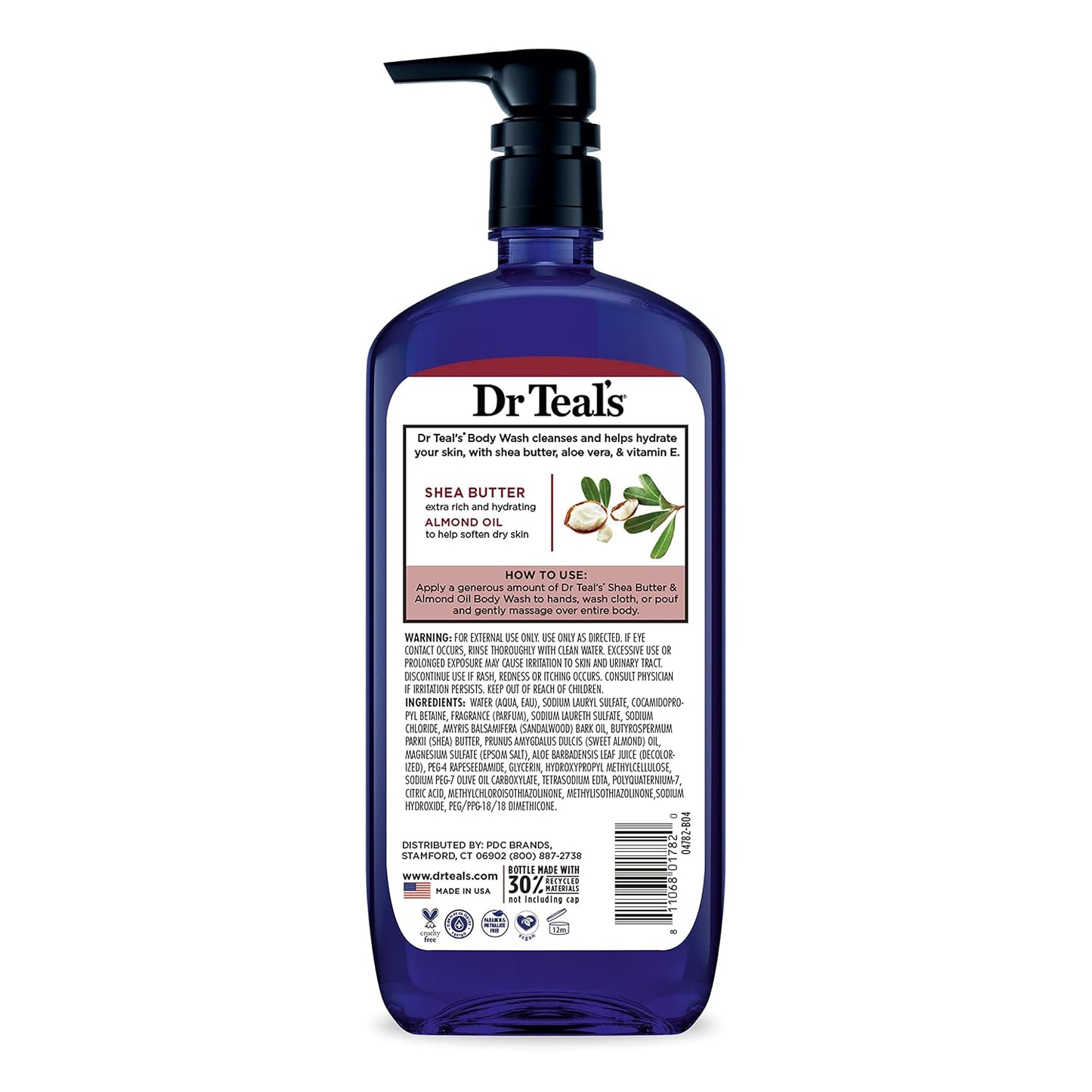 Dr Teal's Body Wash with Pure Epsom Salt, with Shea Butter & Almond Oil, 24 fl oz (Pack of 4)