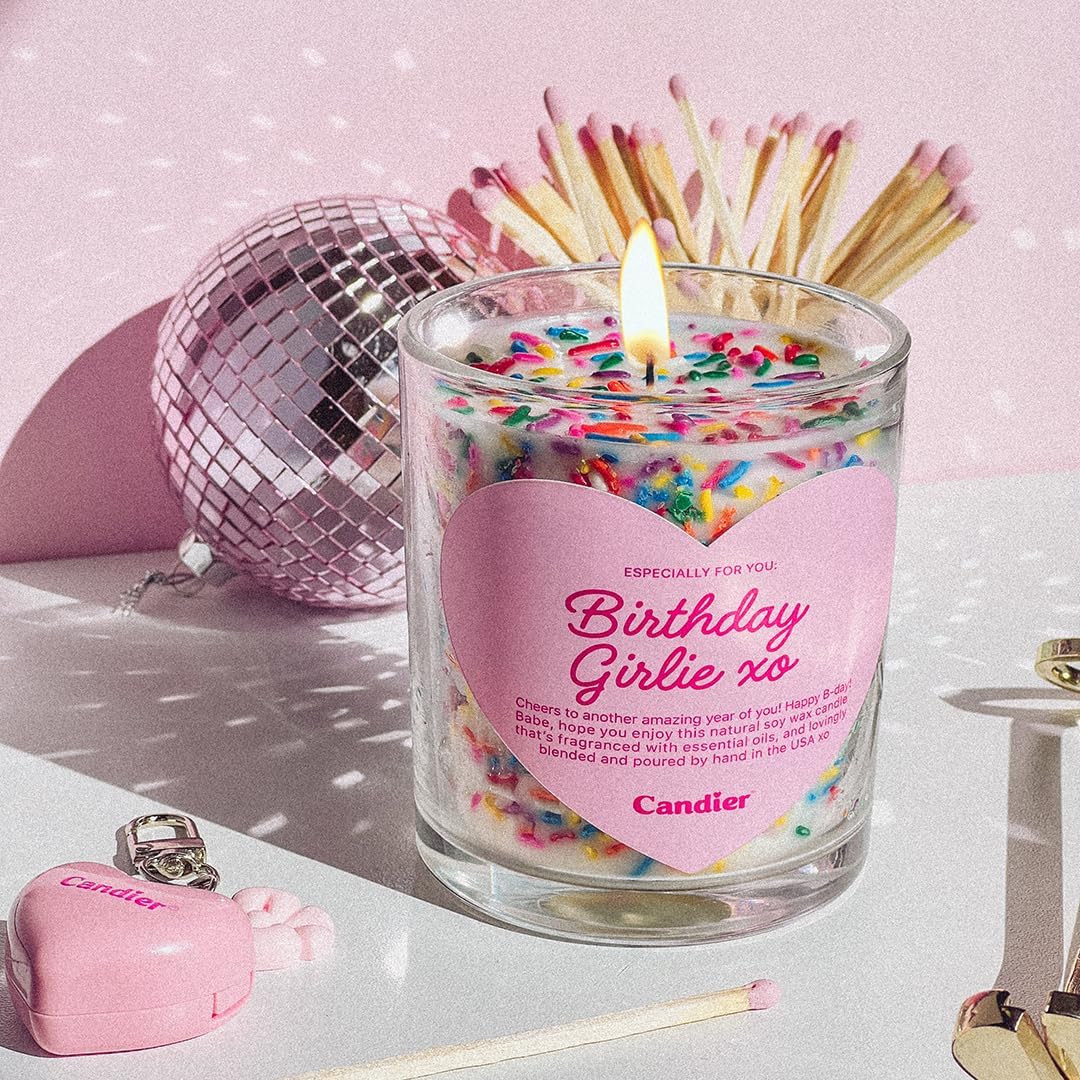 Birthday Cake Scented Candle with Sprinkles, Natural Soy Candle, Aromatherapy for Relaxation, Unique Gift Candle for Women, 60-Hour Burn Time - Candier by Ryan Porter
