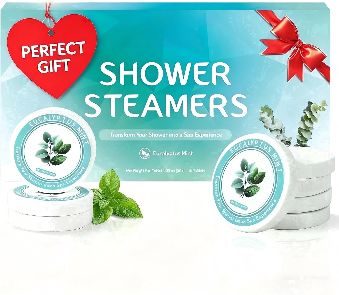 Aromatherapy Shower Steamers, 8 Tablets Eucalyptus & Mint Shower Bombs for Stress Relief, Relaxation & Home Spa Experience, Long-Lasting Fragrance, Perfect Self-Care Gift for Women