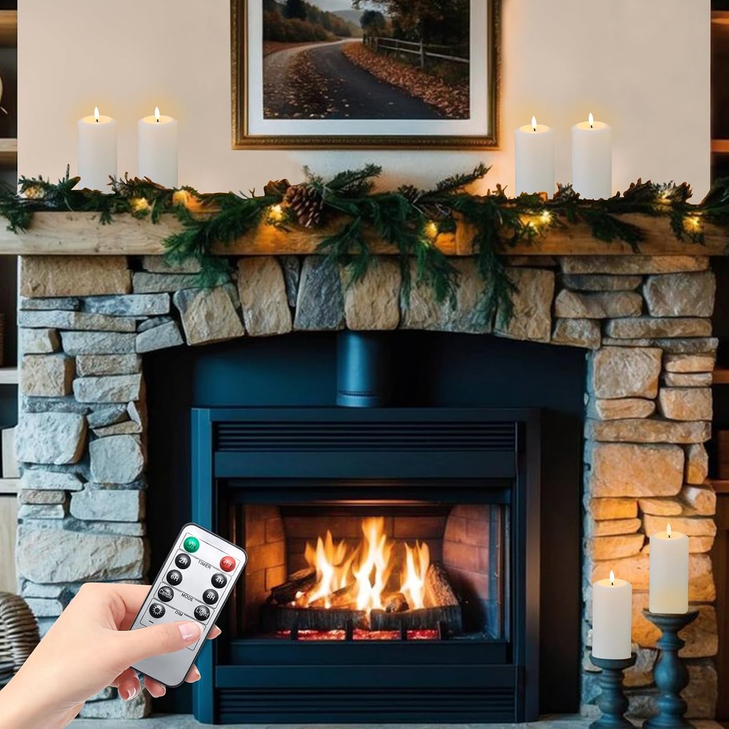 Flameless Candles Battery Operated with Remote and 2/4/6/8 H Timer, 6pcs Flickering Fake Electric Candles for Festival Wedding Home Party Decor (D3 x H 6") (White)