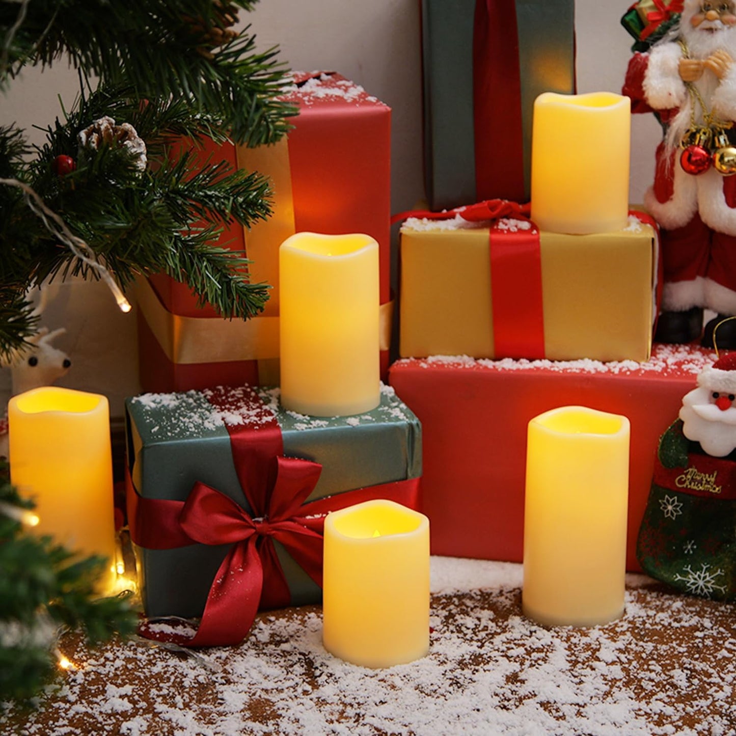 Homemory 9 Pack Flameless Candles, Outdoor Waterproof, Battery Operated LED Pillar Candles with Remote Control and Timer, Plastic, Long Lasting