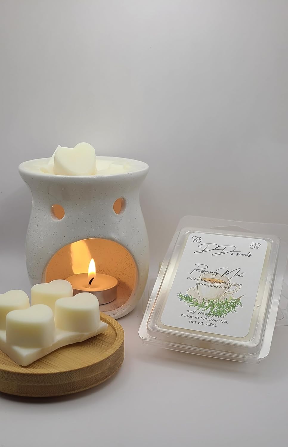 Lemon Verbena Soy Wax Melts – 6-Cube Clamshell – Hand-Poured, Fresh Citrus Herbal Scent – Strong Scented, Clean Burning Soy Wax – DD’s Scents
