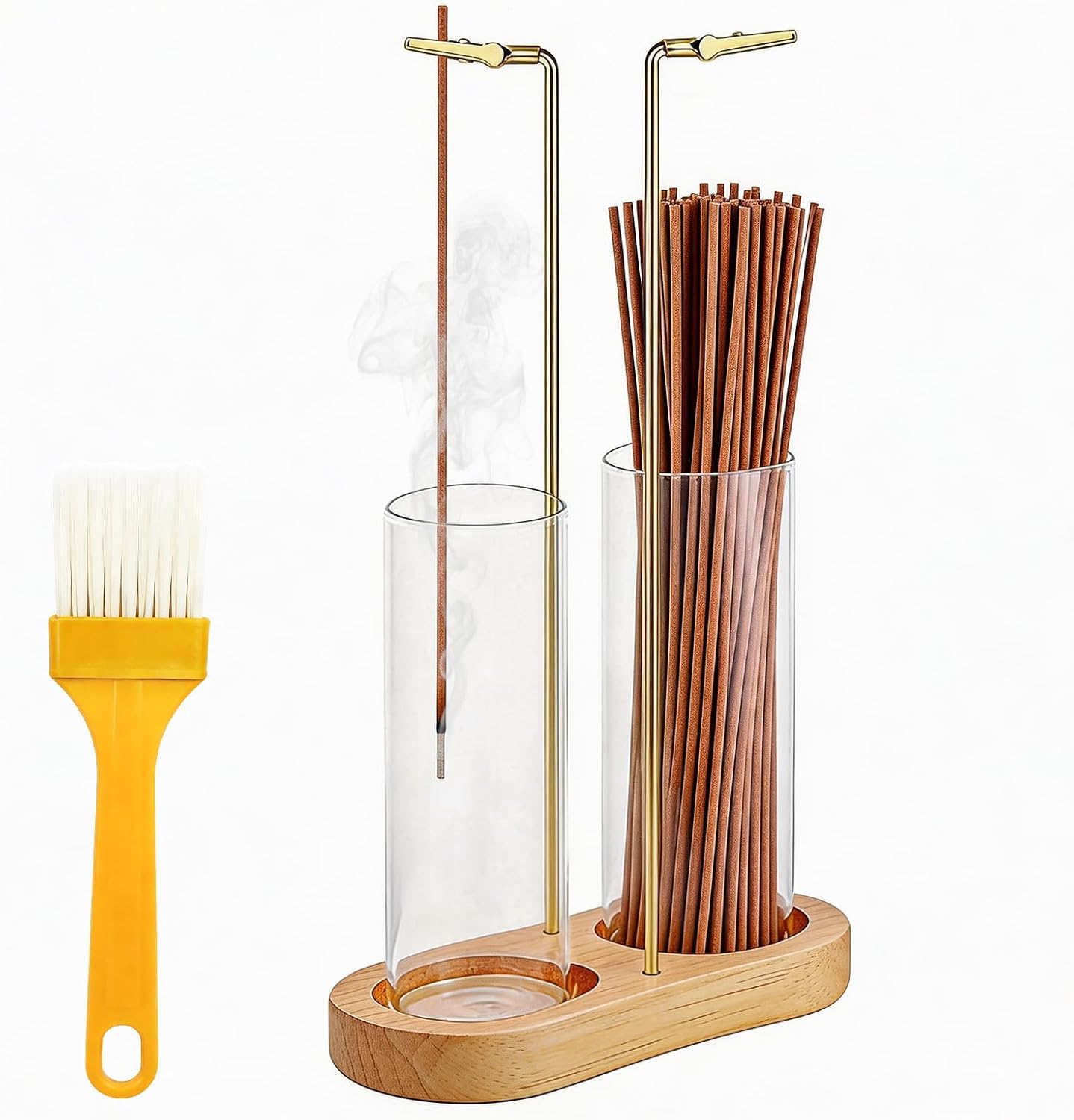 Glass Incense Holder, 2 in 1 Hanging Incense Burner Holder with Ash Catcher & Storage | Cute Boho Decor for Meditation, Yoga, Spa | Stick Incense Holder, Censer, Incense Tray Alternative (Natural)