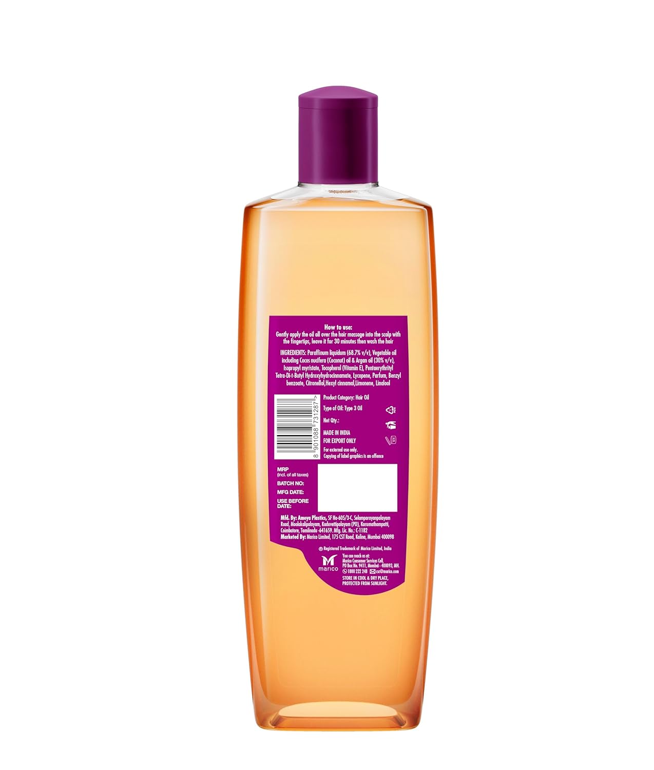 Parachute Advansed Argan Hair Oil with Coconut | Repairs Dry & Damaged Hair| Strengthens Hair & Boosts Shine| Controls Frizz| No Parabens & Silicones| 10.1 fl.oz