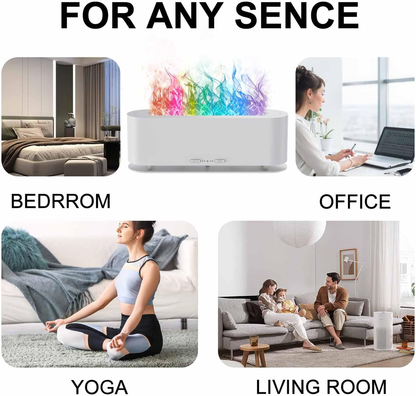 2025 Upgraded Flame Fire Diffuser Humidifier, 7 Colors Changing Oil Diffuser, Ultra-Quiet Aroma Essential Oils Aromatherapy Diffusers for Large Room, Bedroom, Office(200ml Auto Off,Timeable,12Hrs)