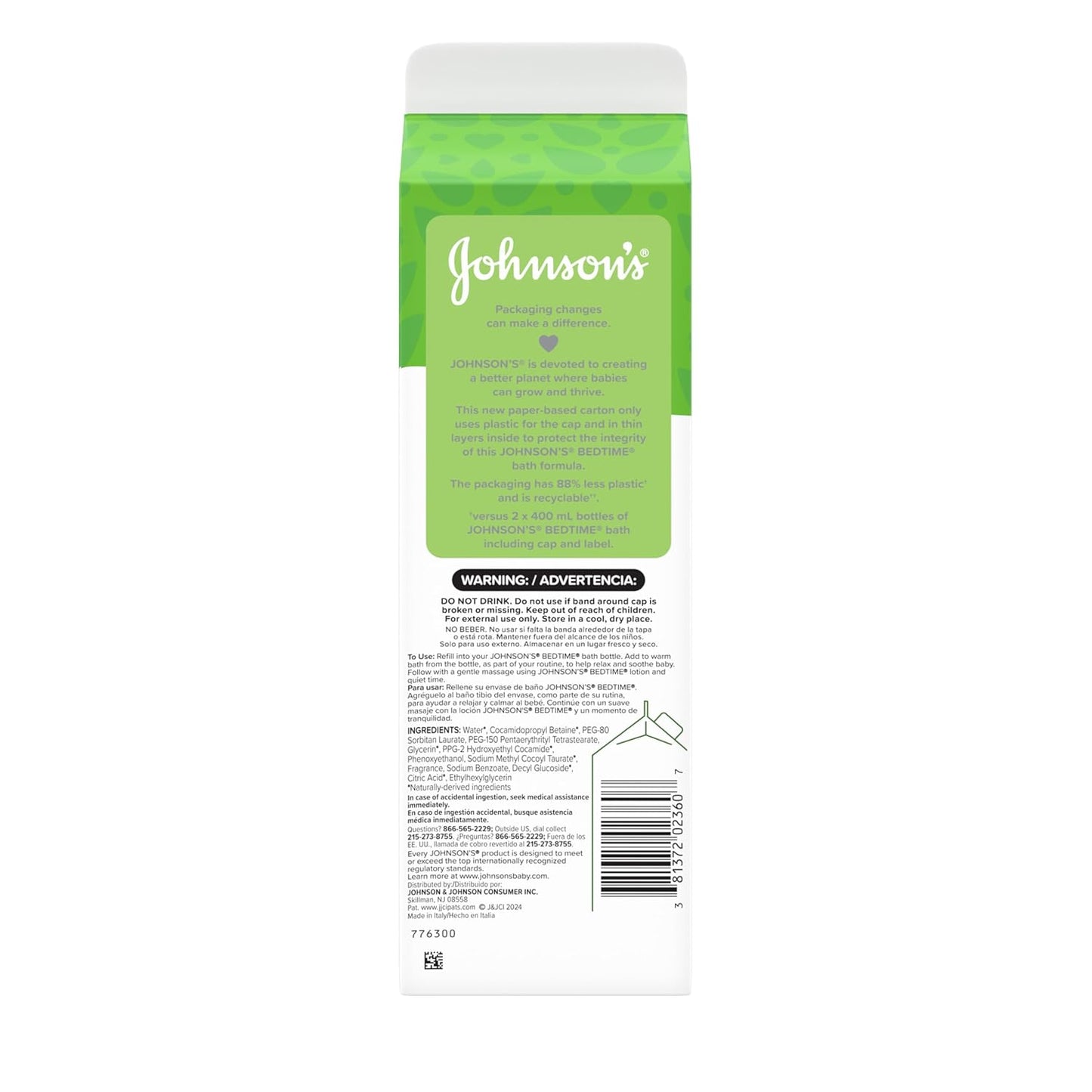 Johnson's Bedtime Bath with Relaxing & Soothing NaturalCalm Aromas, Hypoallergenic, Gentle & Tear-Free Nighttime Bubble Bath for Babies & Kids, Value Size Refill, 33.8 fl. Oz (Pack of 2)