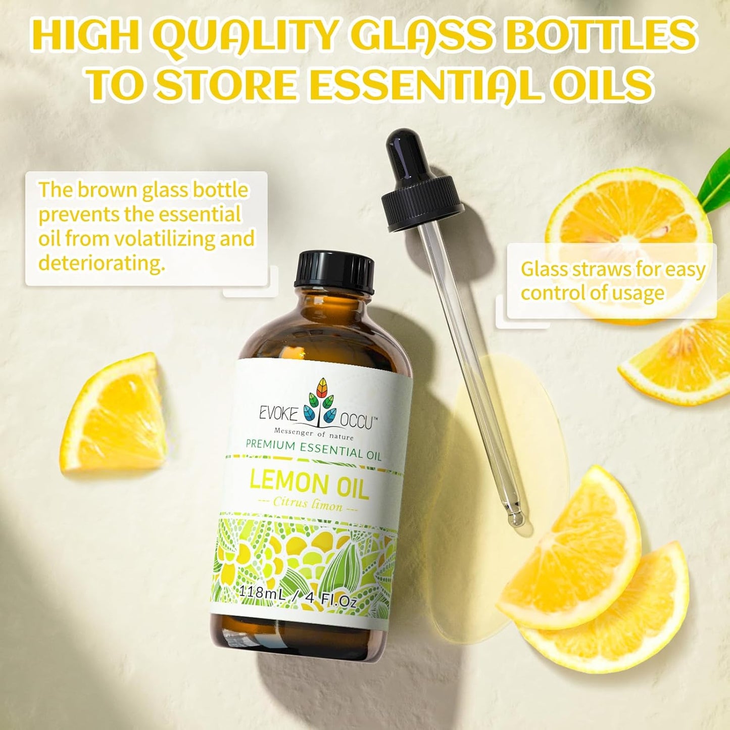 EVOKE OCCU Lemon Essential Oil for Cleansing Skin Home Diffuser Massage - 4 FL Oz