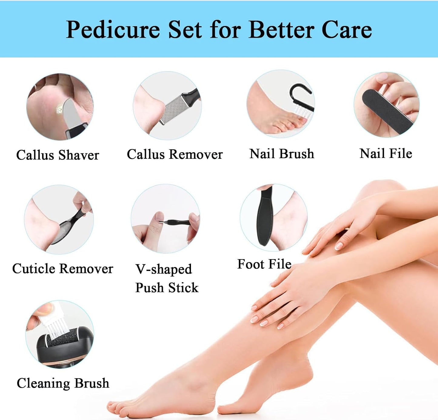 Callus Remover for Feet, 13-in-1 Professional Pedicure Tools Foot Care Kit, Foot Scrubber Electric Feet File Pedi for Hard Cracked Dry Dead Skin, 3 Rollers, 2 Speed, Battery Display (Black)