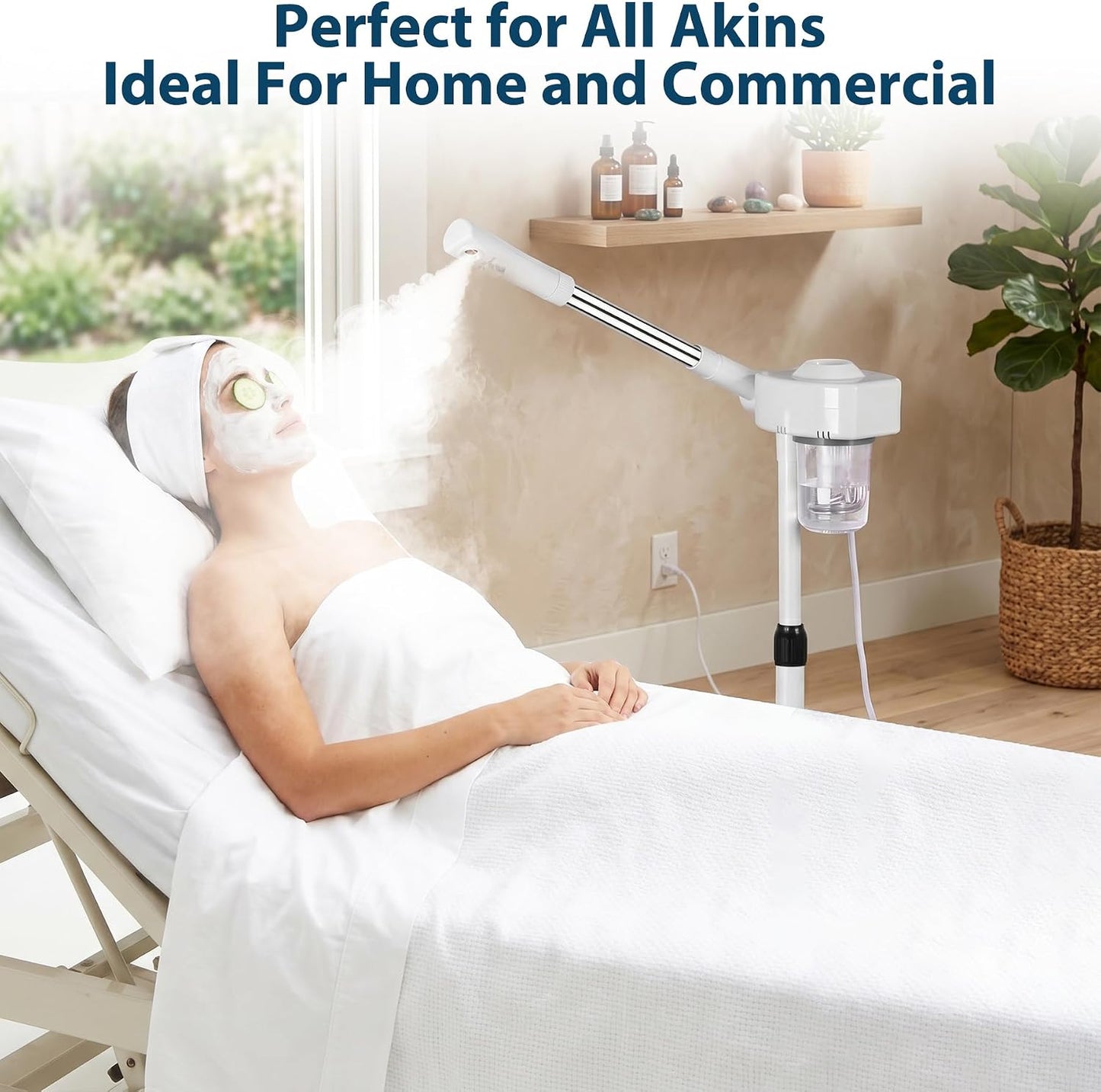 Nova Microdermabrasion Professional Facial Steamer On Wheels Ionic Ozone with Hot Mist Function Stand Facial Steamer for Personal Home Salon Spa Skin Cleaning #2
